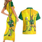 Personalised Australia Lacrosse Couples Matching Short Sleeve Bodycon Dress and Hawaiian Shirt Go Aussie Kangaroo Dynamic Style