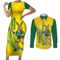 Personalised Australia Lacrosse Couples Matching Short Sleeve Bodycon Dress and Long Sleeve Button Shirt Go Aussie Kangaroo Dynamic Style