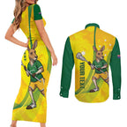 Personalised Australia Lacrosse Couples Matching Short Sleeve Bodycon Dress and Long Sleeve Button Shirt Go Aussie Kangaroo Dynamic Style
