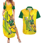 Personalised Australia Lacrosse Couples Matching Summer Maxi Dress and Hawaiian Shirt Go Aussie Kangaroo Dynamic Style