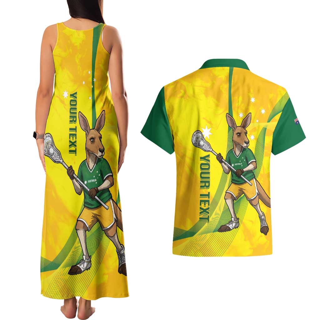 Personalised Australia Lacrosse Couples Matching Tank Maxi Dress and Hawaiian Shirt Go Aussie Kangaroo Dynamic Style