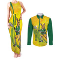 Personalised Australia Lacrosse Couples Matching Tank Maxi Dress and Long Sleeve Button Shirt Go Aussie Kangaroo Dynamic Style