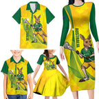Personalised Australia Lacrosse Family Matching Long Sleeve Bodycon Dress and Hawaiian Shirt Go Aussie Kangaroo Dynamic Style