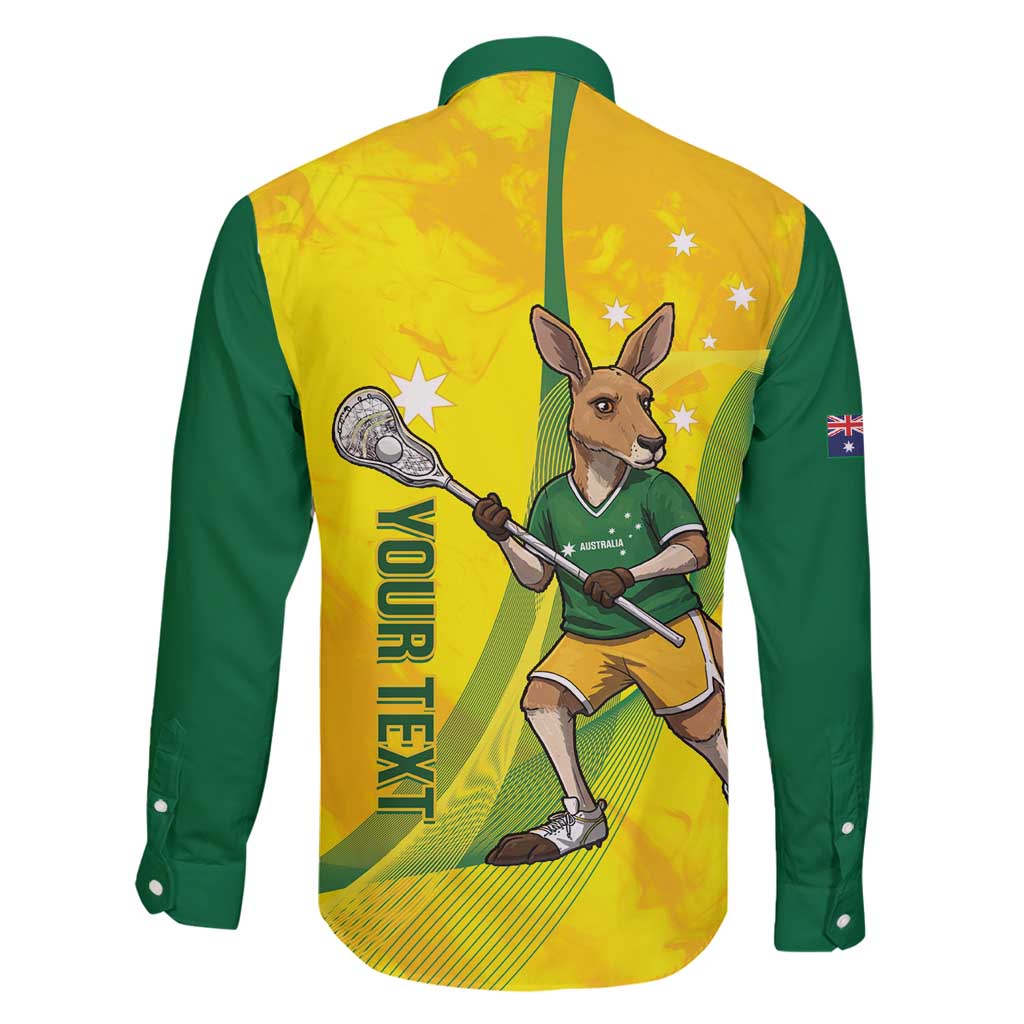 Personalised Australia Lacrosse Family Matching Long Sleeve Bodycon Dress and Hawaiian Shirt Go Aussie Kangaroo Dynamic Style