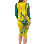 Personalised Australia Lacrosse Family Matching Long Sleeve Bodycon Dress and Hawaiian Shirt Go Aussie Kangaroo Dynamic Style