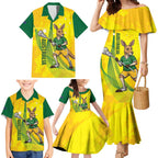 Personalised Australia Lacrosse Family Matching Mermaid Dress and Hawaiian Shirt Go Aussie Kangaroo Dynamic Style