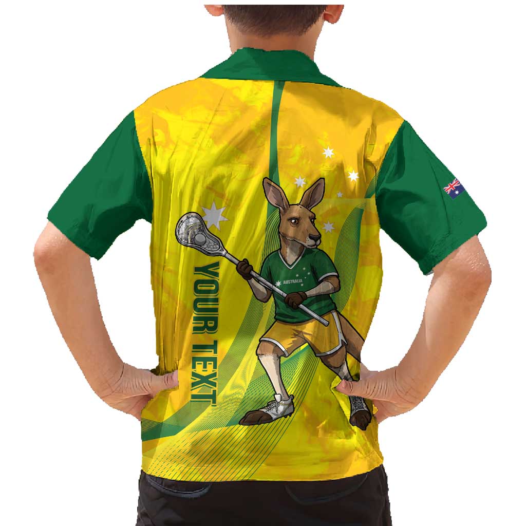 Personalised Australia Lacrosse Family Matching Mermaid Dress and Hawaiian Shirt Go Aussie Kangaroo Dynamic Style