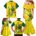 Personalised Australia Lacrosse Family Matching Mermaid Dress and Hawaiian Shirt Go Aussie Kangaroo Dynamic Style