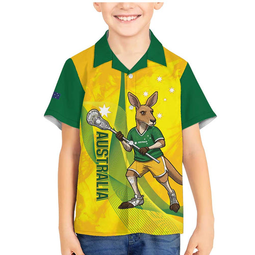 Personalised Australia Lacrosse Family Matching Mermaid Dress and Hawaiian Shirt Go Aussie Kangaroo Dynamic Style