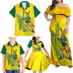 Personalised Australia Lacrosse Family Matching Off Shoulder Maxi Dress and Hawaiian Shirt Go Aussie Kangaroo Dynamic Style