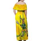 Personalised Australia Lacrosse Family Matching Off Shoulder Maxi Dress and Hawaiian Shirt Go Aussie Kangaroo Dynamic Style