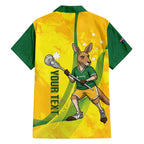Personalised Australia Lacrosse Family Matching Off Shoulder Short Dress and Hawaiian Shirt Go Aussie Kangaroo Dynamic Style