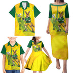 Personalised Australia Lacrosse Family Matching Puletasi and Hawaiian Shirt Go Aussie Kangaroo Dynamic Style