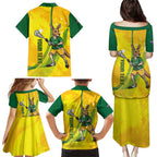 Personalised Australia Lacrosse Family Matching Puletasi and Hawaiian Shirt Go Aussie Kangaroo Dynamic Style