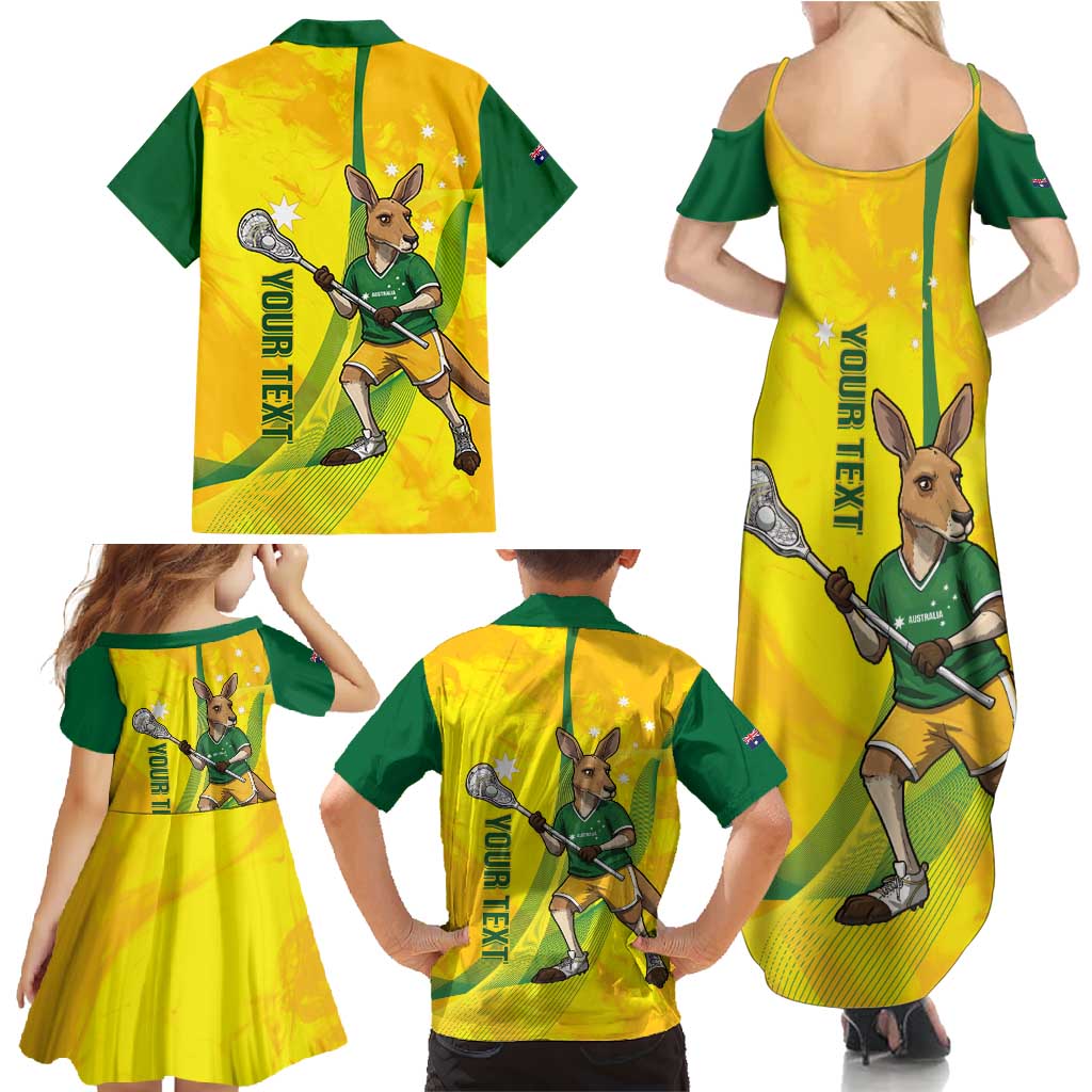 Personalised Australia Lacrosse Family Matching Summer Maxi Dress and Hawaiian Shirt Go Aussie Kangaroo Dynamic Style