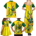 Personalised Australia Lacrosse Family Matching Summer Maxi Dress and Hawaiian Shirt Go Aussie Kangaroo Dynamic Style