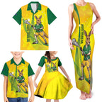Personalised Australia Lacrosse Family Matching Tank Maxi Dress and Hawaiian Shirt Go Aussie Kangaroo Dynamic Style