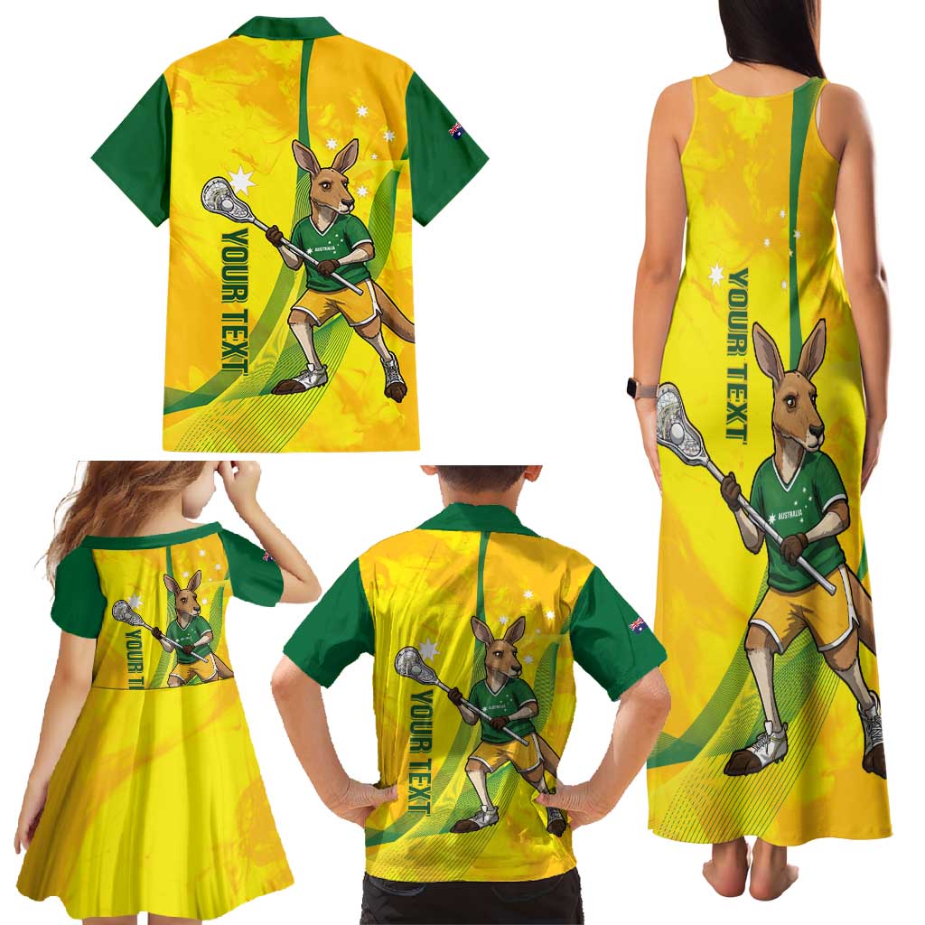 Personalised Australia Lacrosse Family Matching Tank Maxi Dress and Hawaiian Shirt Go Aussie Kangaroo Dynamic Style