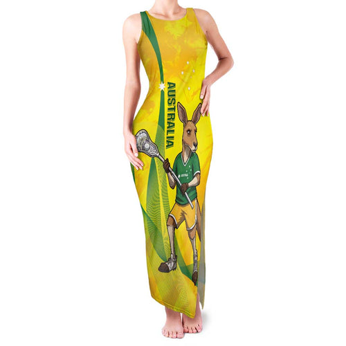 Personalised Australia Lacrosse Family Matching Tank Maxi Dress and Hawaiian Shirt Go Aussie Kangaroo Dynamic Style