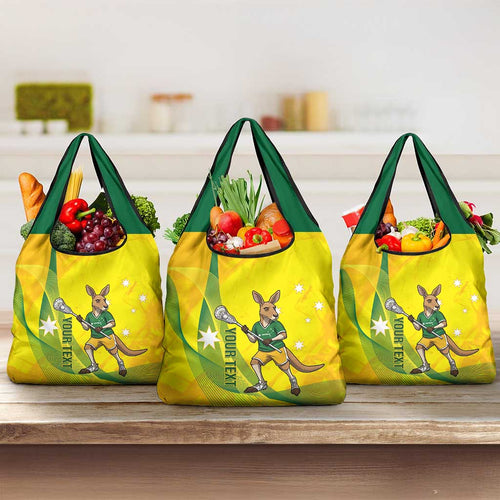 Personalised Australia Lacrosse Grocery Bag Go Aussie Kangaroo Dynamic Style
