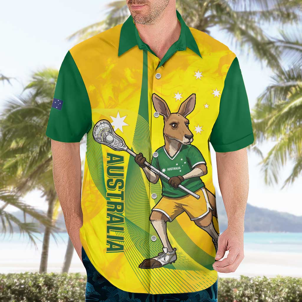 Personalised Australia Lacrosse Hawaiian Shirt Go Aussie Kangaroo Dynamic Style