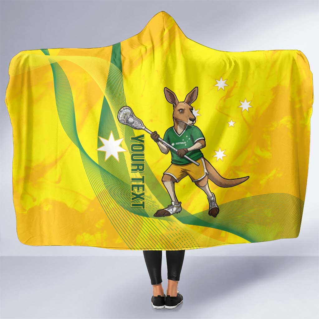 Personalised Australia Lacrosse Hooded Blanket Go Aussie Kangaroo Dynamic Style