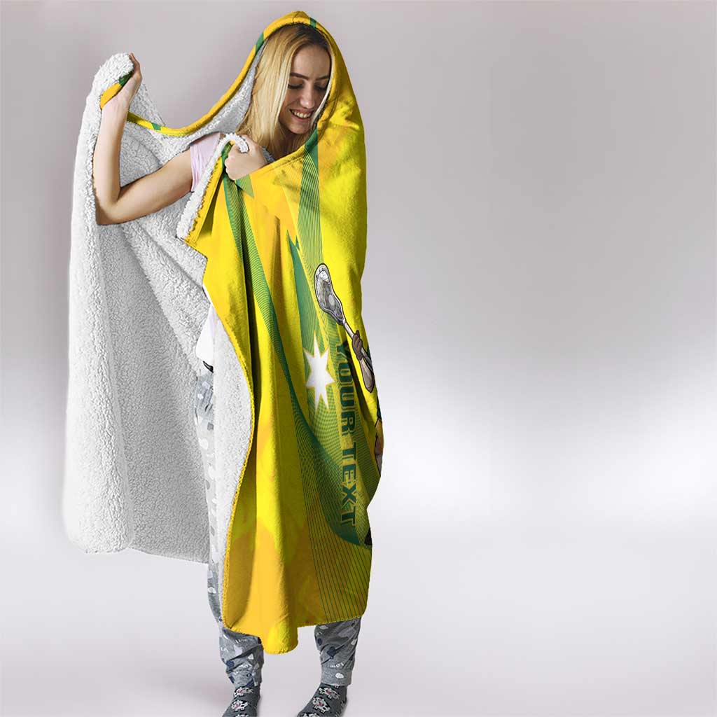Personalised Australia Lacrosse Hooded Blanket Go Aussie Kangaroo Dynamic Style