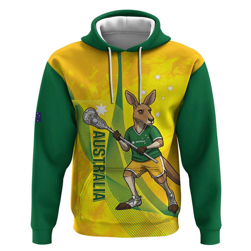 Personalised Australia Lacrosse Hoodie Go Aussie Kangaroo Dynamic Style