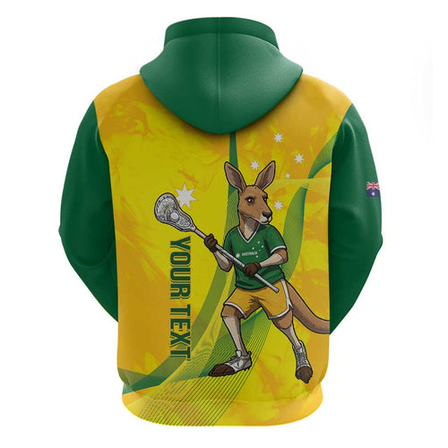 Personalised Australia Lacrosse Hoodie Go Aussie Kangaroo Dynamic Style