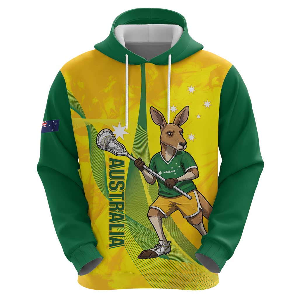 Personalised Australia Lacrosse Hoodie Go Aussie Kangaroo Dynamic Style