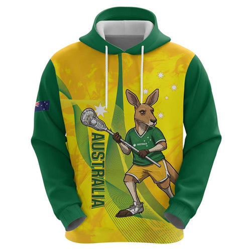 Personalised Australia Lacrosse Hoodie Go Aussie Kangaroo Dynamic Style