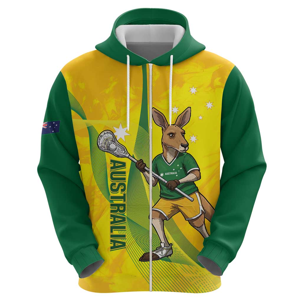 Personalised Australia Lacrosse Hoodie Go Aussie Kangaroo Dynamic Style