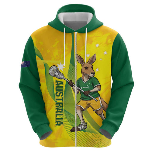 Personalised Australia Lacrosse Hoodie Go Aussie Kangaroo Dynamic Style