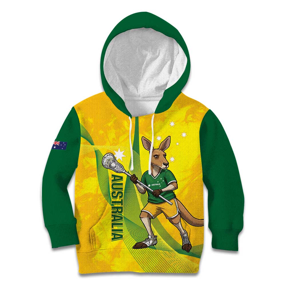 Personalised Australia Lacrosse Kid Hoodie Go Aussie Kangaroo Dynamic Style