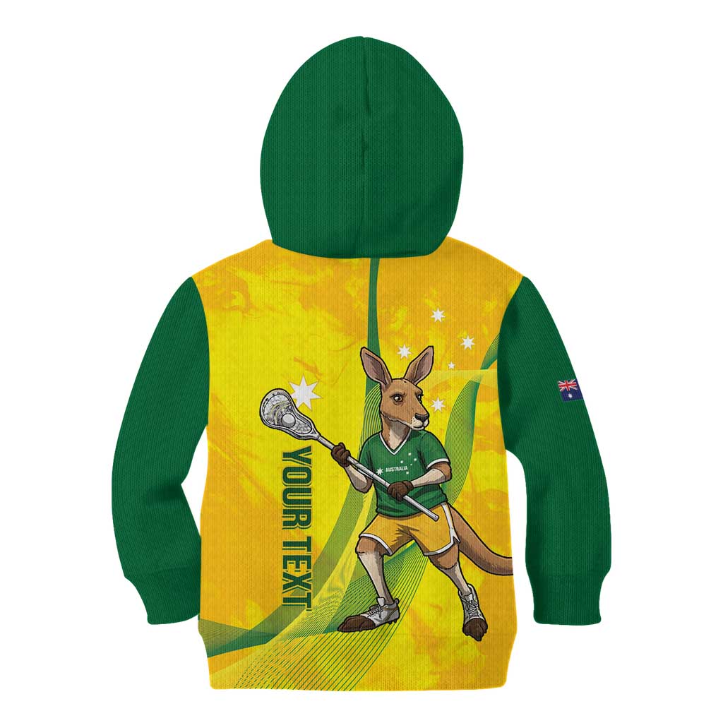 Personalised Australia Lacrosse Kid Hoodie Go Aussie Kangaroo Dynamic Style