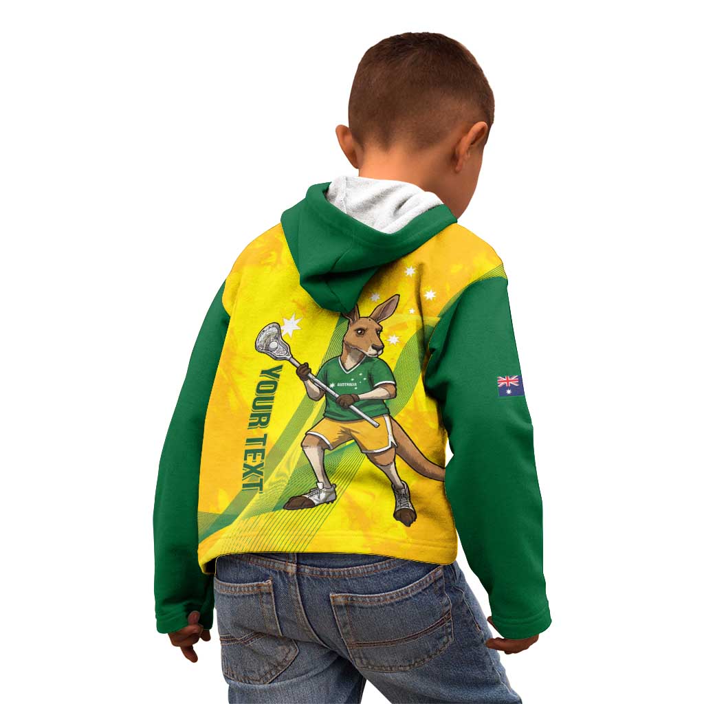 Personalised Australia Lacrosse Kid Hoodie Go Aussie Kangaroo Dynamic Style