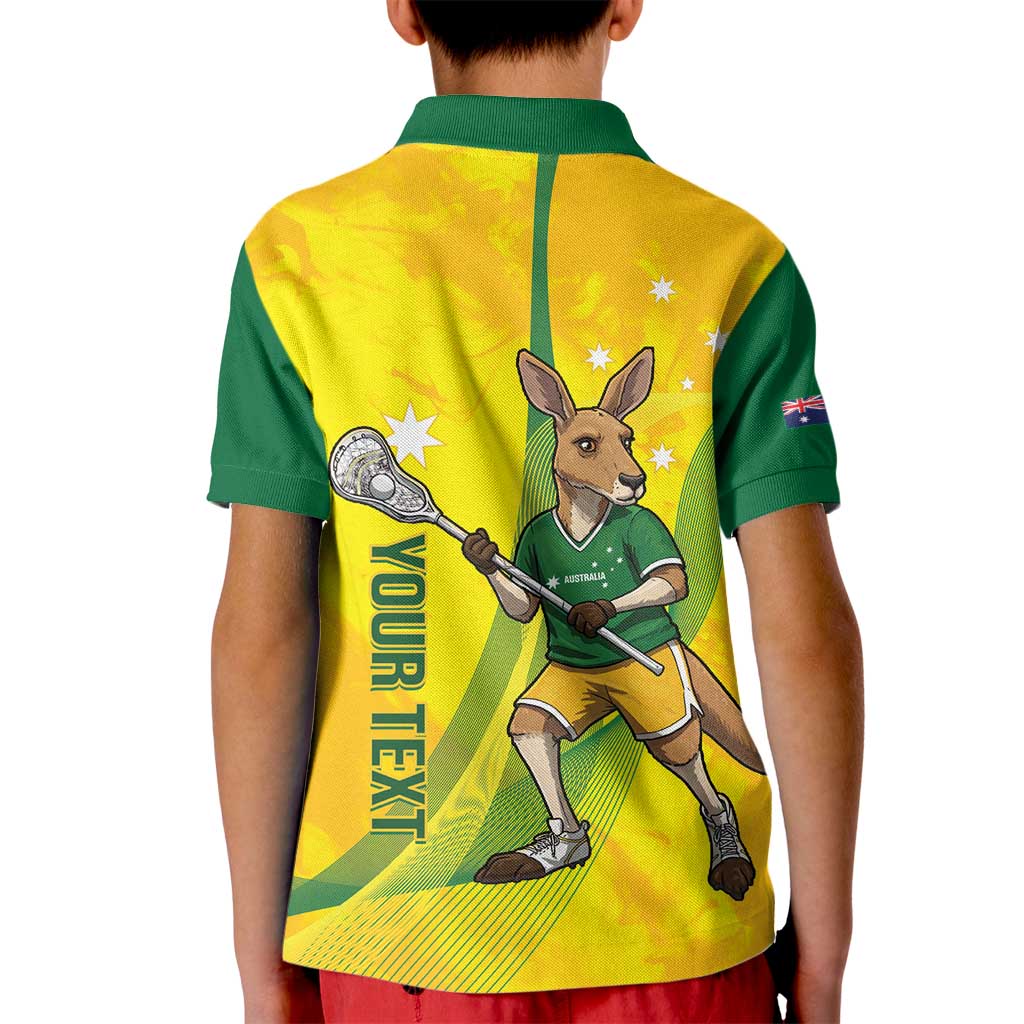 Personalised Australia Lacrosse Kid Polo Shirt Go Aussie Kangaroo Dynamic Style