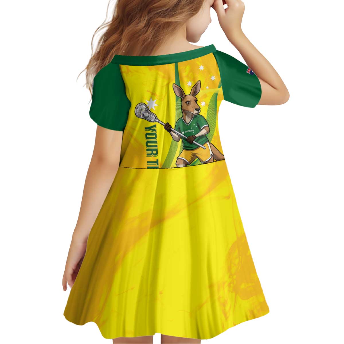 Personalised Australia Lacrosse Kid Short Sleeve Dress Go Aussie Kangaroo Dynamic Style