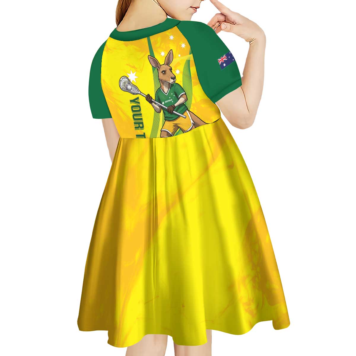 Personalised Australia Lacrosse Kid Short Sleeve Dress Go Aussie Kangaroo Dynamic Style