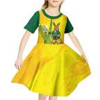Personalised Australia Lacrosse Kid Short Sleeve Dress Go Aussie Kangaroo Dynamic Style