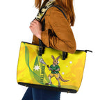Personalised Australia Lacrosse Leather Tote Bag Go Aussie Kangaroo Dynamic Style