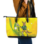 Personalised Australia Lacrosse Leather Tote Bag Go Aussie Kangaroo Dynamic Style