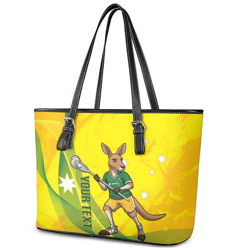 Personalised Australia Lacrosse Leather Tote Bag Go Aussie Kangaroo Dynamic Style