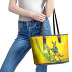 Personalised Australia Lacrosse Leather Tote Bag Go Aussie Kangaroo Dynamic Style