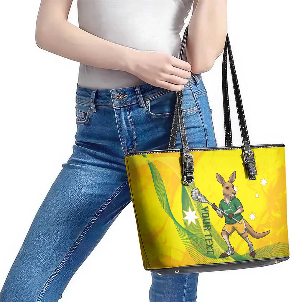 Personalised Australia Lacrosse Leather Tote Bag Go Aussie Kangaroo Dynamic Style
