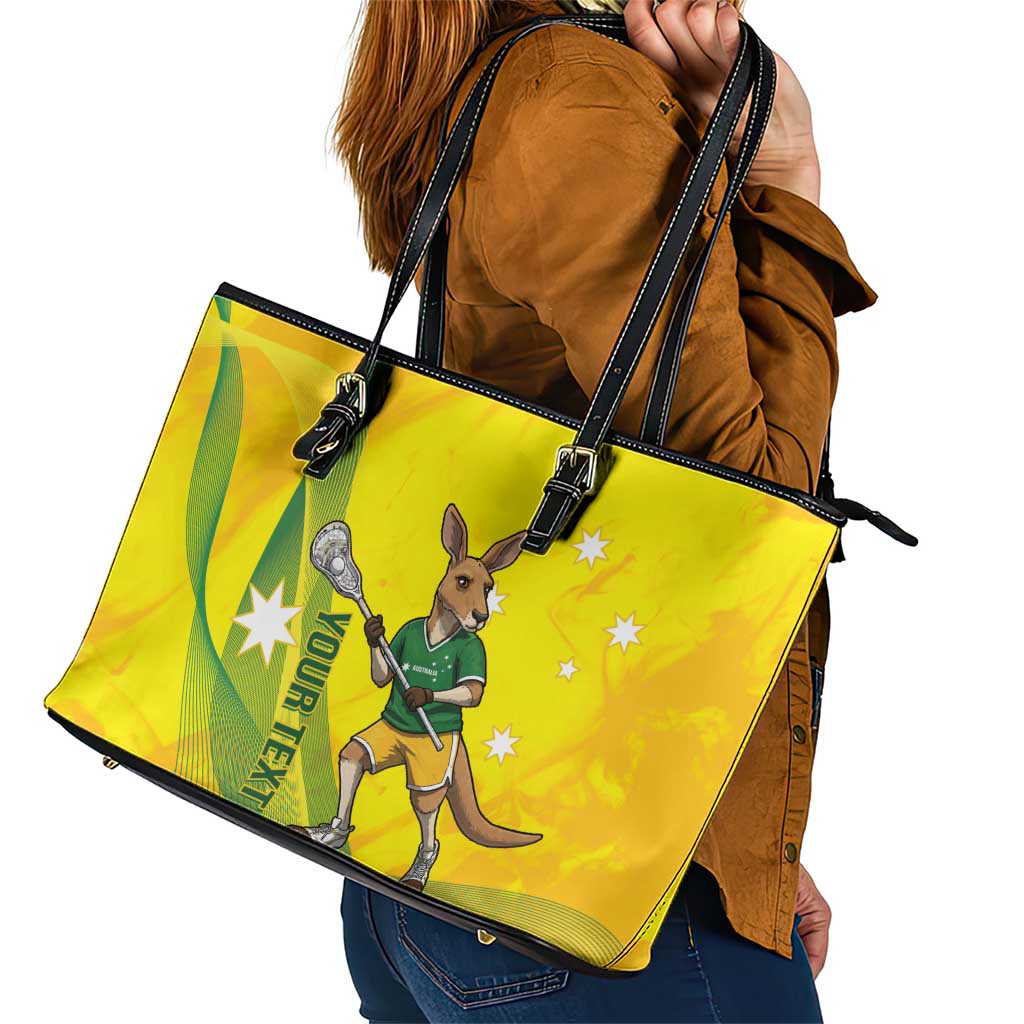Personalised Australia Lacrosse Leather Tote Bag Go Aussie Kangaroo Dynamic Style