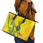Personalised Australia Lacrosse Leather Tote Bag Go Aussie Kangaroo Dynamic Style