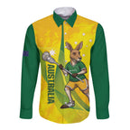 Personalised Australia Lacrosse Long Sleeve Button Shirt Go Aussie Kangaroo Dynamic Style