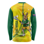Personalised Australia Lacrosse Long Sleeve Shirt Go Aussie Kangaroo Dynamic Style
