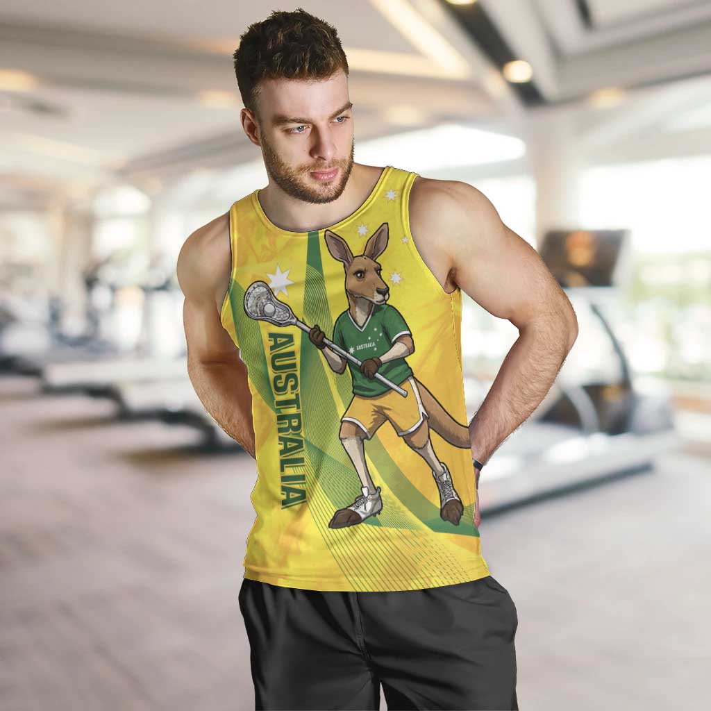 Personalised Australia Lacrosse Men Tank Top Go Aussie Kangaroo Dynamic Style